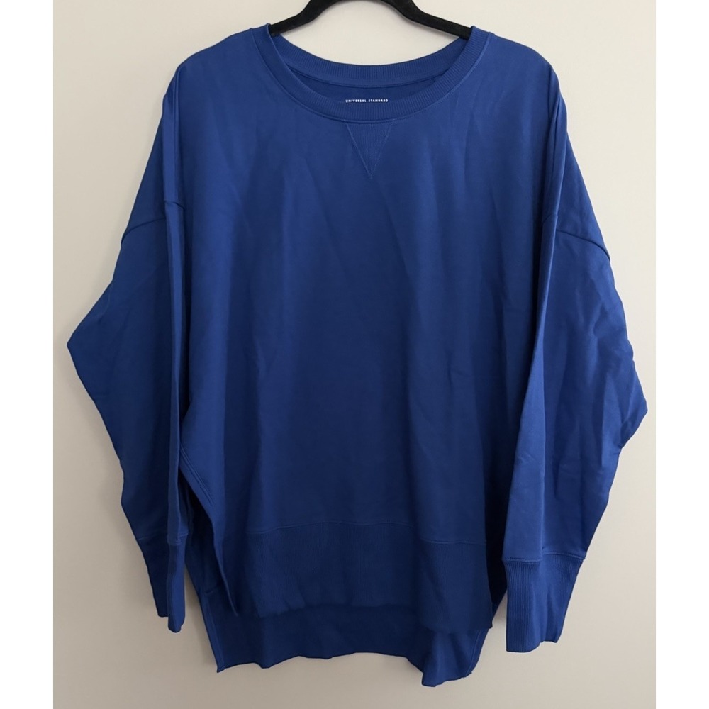 Universal Standard Fiona Open Side Sweatshirt Cotton Blue Size Small (14-16)